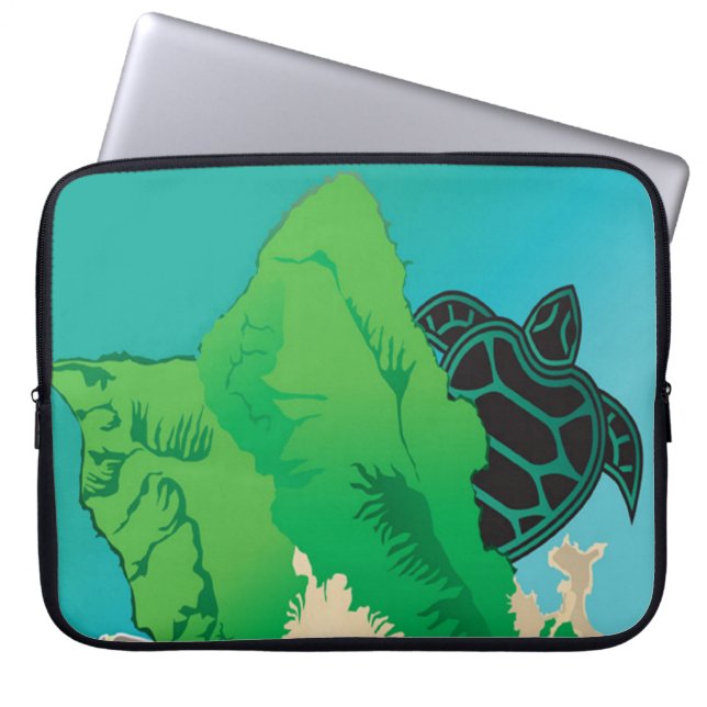 Hanauma Bay Hawaii Green Sea Turtle Laptop Sleeve (Front)