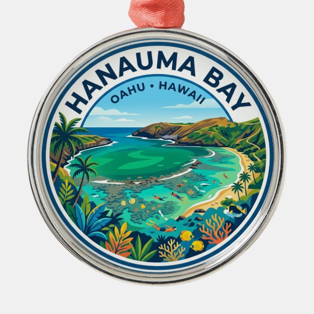 Hanauma Bay Hawaii Metal Tree Decoration (Front)