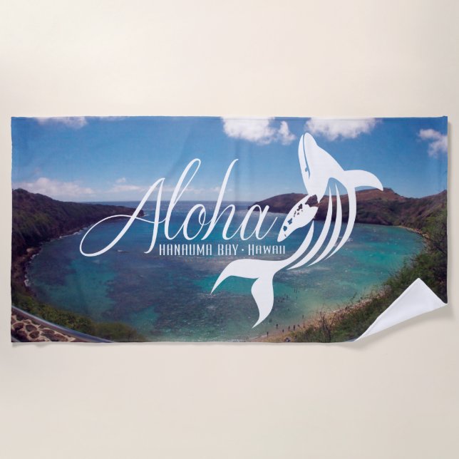 Hanauma Bay Hawaii Oahu Island Whale Beach Towel (Front)
