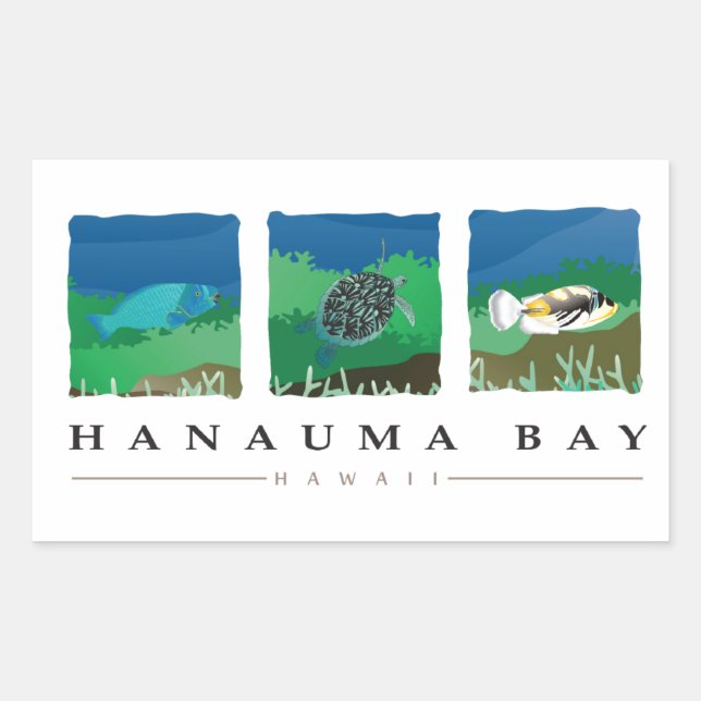 Hanauma Bay Hawaii Rectangular Sticker (Front)