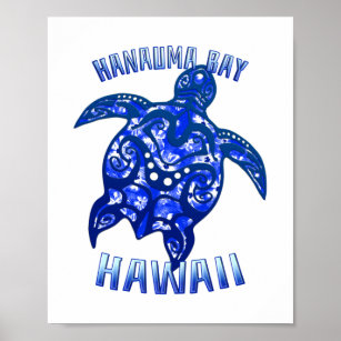 Hanauma Bay Hawaii Vacation Tribal Turtle Poster