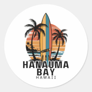 Hanauma Y Hawaii Surfing Surfer  Classic Round Sticker