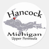 Hancock Michigan Heart Map Design Sticker