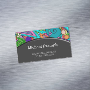 Hand And Digitally Painted Pattern Art 12 Magnetic Business Card