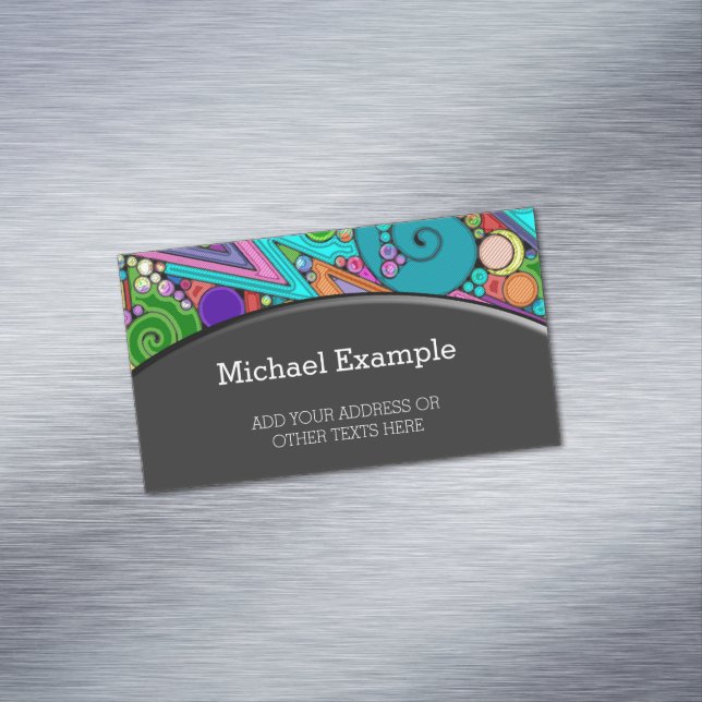 Hand And Digitally Painted Pattern Art 12 Magnetic Business Card (In Situ)