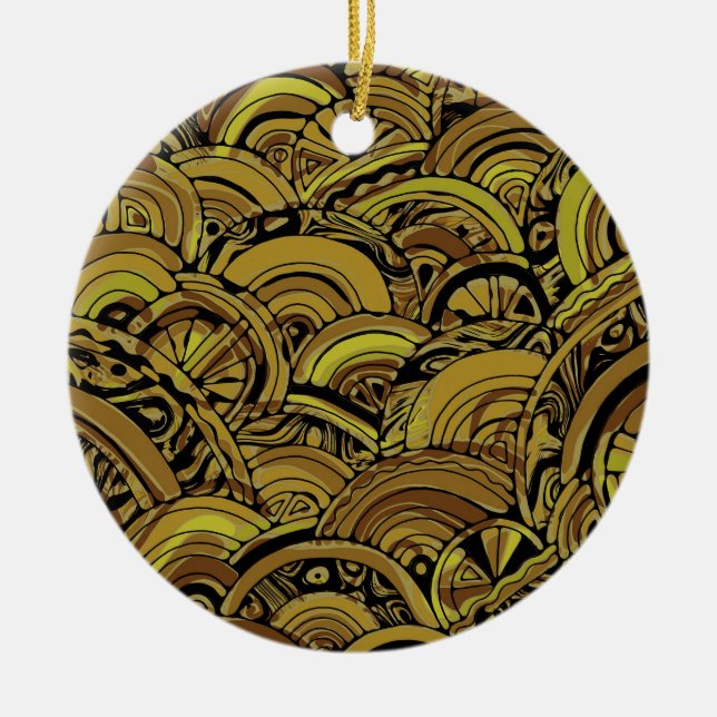 Hand And Digitally Painted Pattern Art 15 Ceramic Tree Decoration (Front)