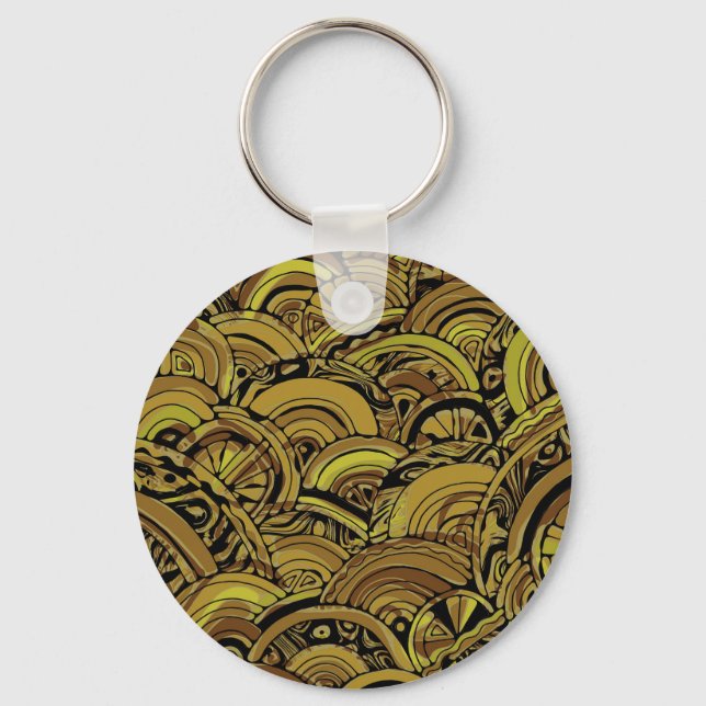 Hand And Digitally Painted Pattern Art 15 Key Ring (Front)