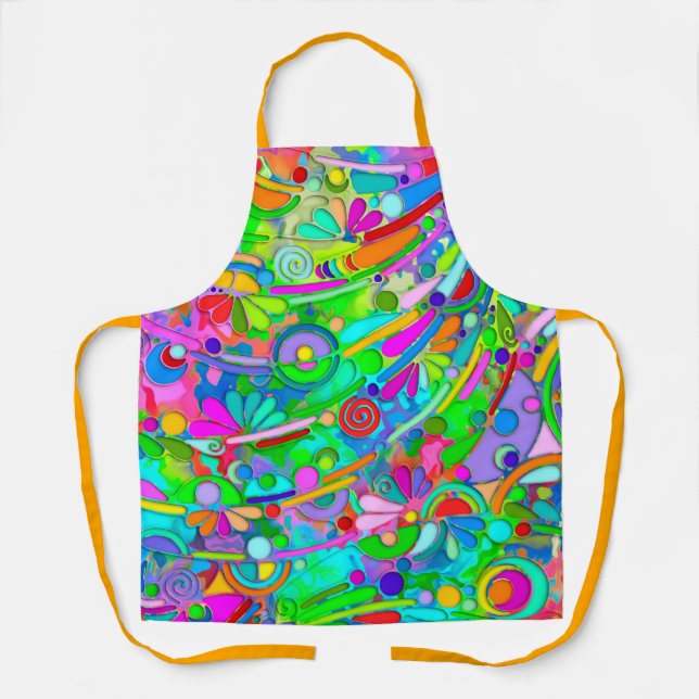 Hand And Digitally Painted Pattern Art 18 Apron (Front)