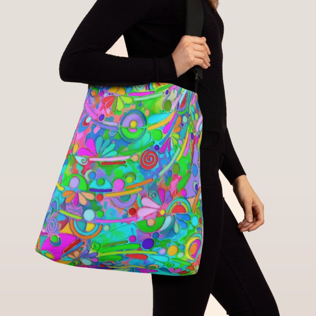 Hand And Digitally Painted Pattern Art 18 Crossbody Bag (Close Up)