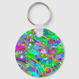 Hand And Digitally Painted Pattern Art 18 Key Ring