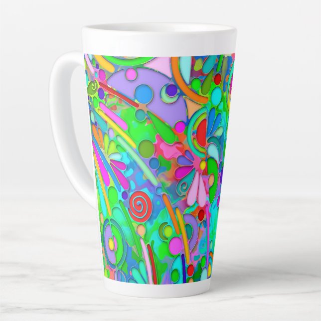 Hand And Digitally Painted Pattern Art 18 Latte Mug (Left Angle)