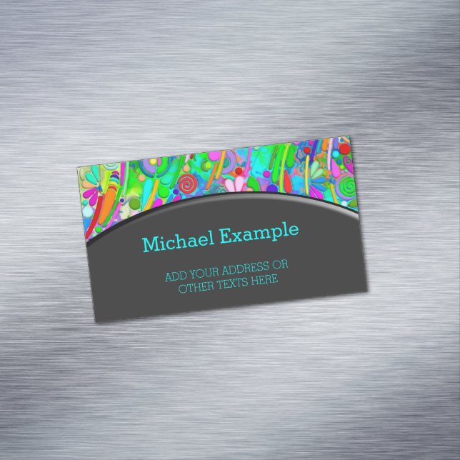 Hand And Digitally Painted Pattern Art 18 Magnetic Business Card (In Situ)