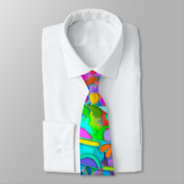 Hand And Digitally Painted Pattern Art 18 Tie (Tied)