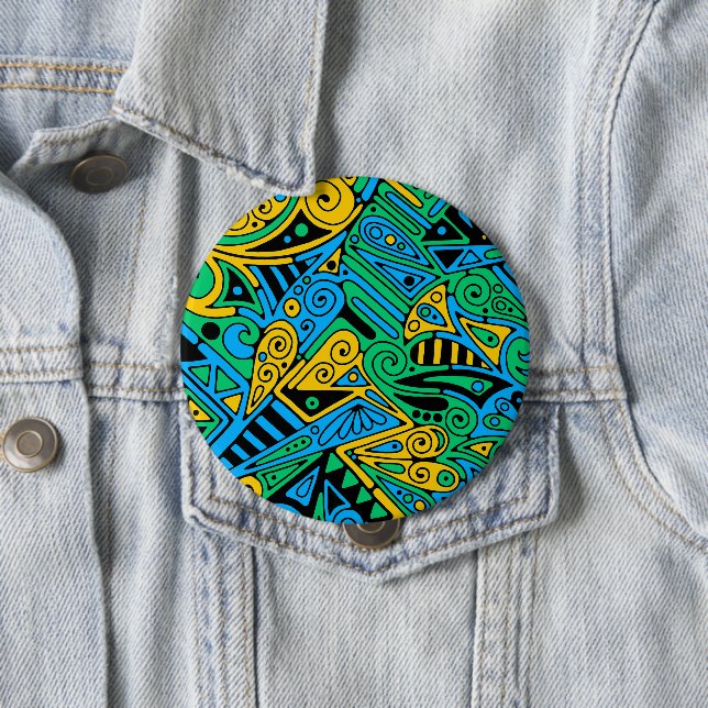 Hand And Digitally Painted Pattern Art 21 10 Cm Round Badge (In Situ)