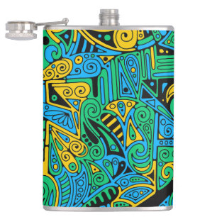 Hand And Digitally Painted Pattern Art 21 Hip Flask