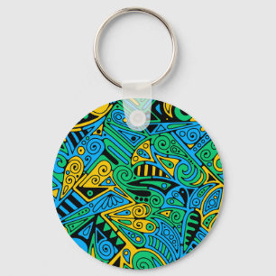 Hand And Digitally Painted Pattern Art 21 Key Ring