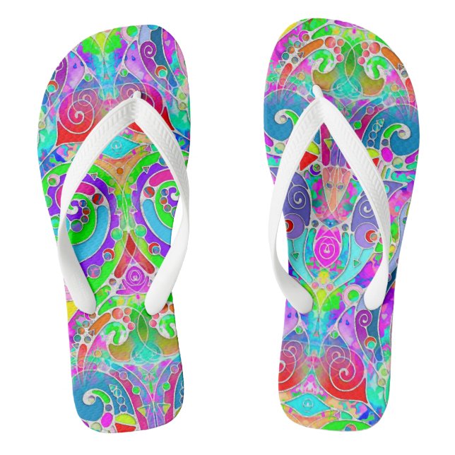 Hand And Digitally Painted Pattern Art 22 Jandals (Footbed)