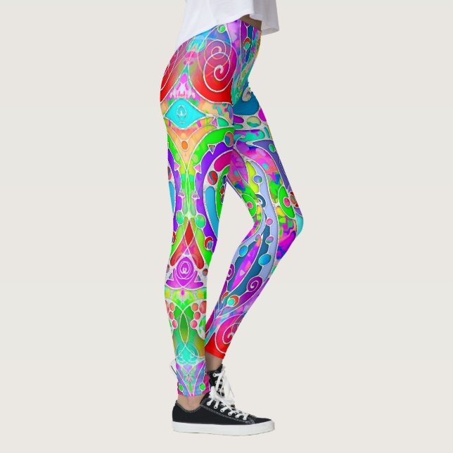 Hand And Digitally Painted Pattern Art 22 Leggings (Right)