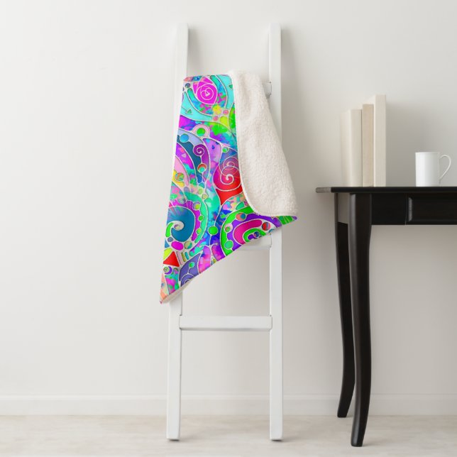 Hand And Digitally Painted Pattern Art 22 Sherpa Blanket (In Situ)
