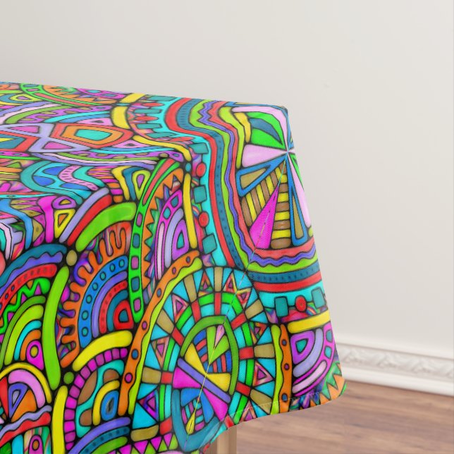 Hand And Digitally Painted Pattern Art 27 Tablecloth (In Situ)