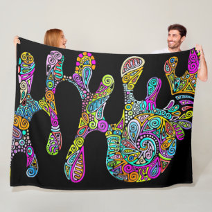 Hand And Digitally Painted Pattern Art 28 Fleece Blanket