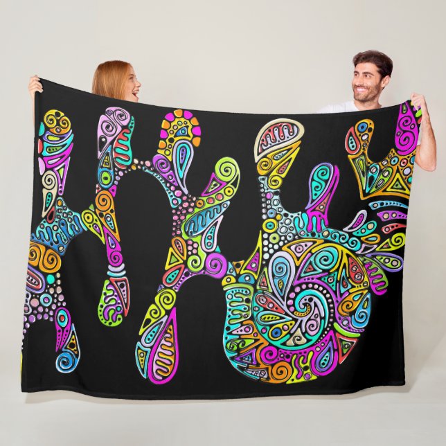 Hand And Digitally Painted Pattern Art 28 Fleece Blanket (In Situ)
