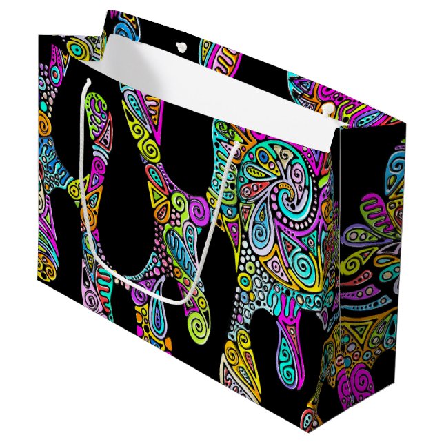 Hand And Digitally Painted Pattern Art 28 Large Gift Bag (Front Angled)