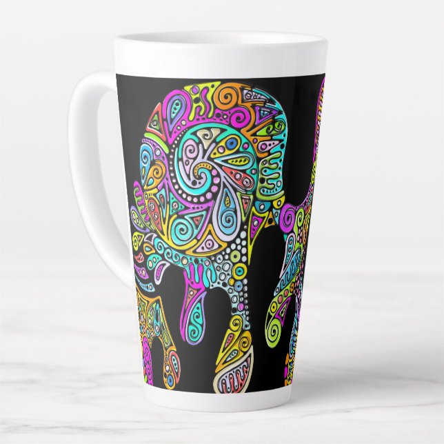 Hand And Digitally Painted Pattern Art 28 Latte Mug (Left Angle)
