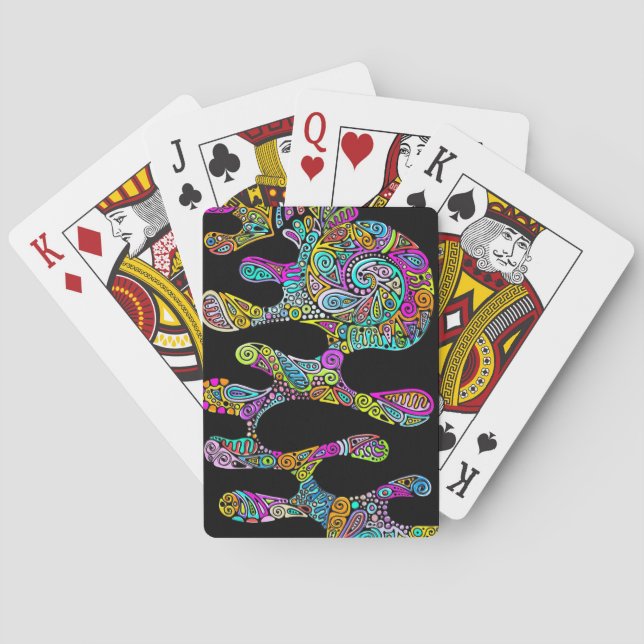 Hand And Digitally Painted Pattern Art 28 Playing Cards (Back)