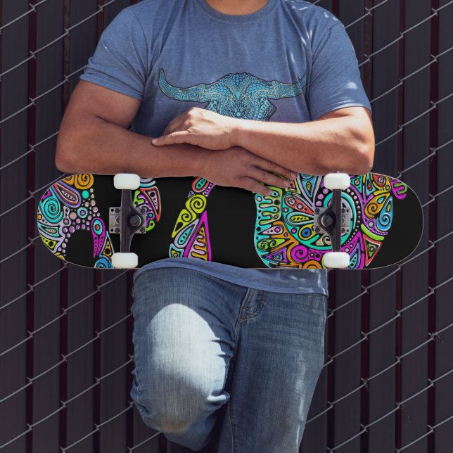 Hand And Digitally Painted Pattern Art 28 Skateboard (Outdoor 3)