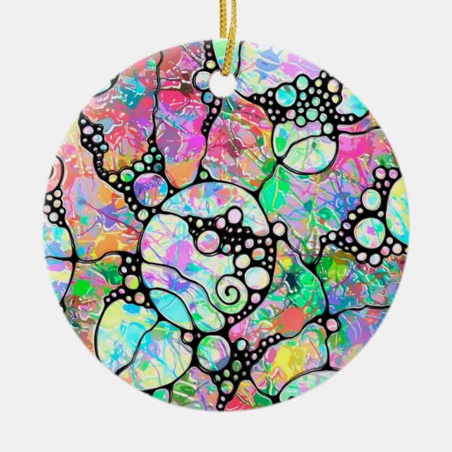Hand And Digitally Painted Pattern Art 31 Ceramic Tree Decoration (Front)