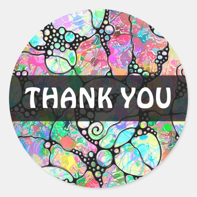 Hand And Digitally Painted Pattern Art 31 Classic Round Sticker (Front)
