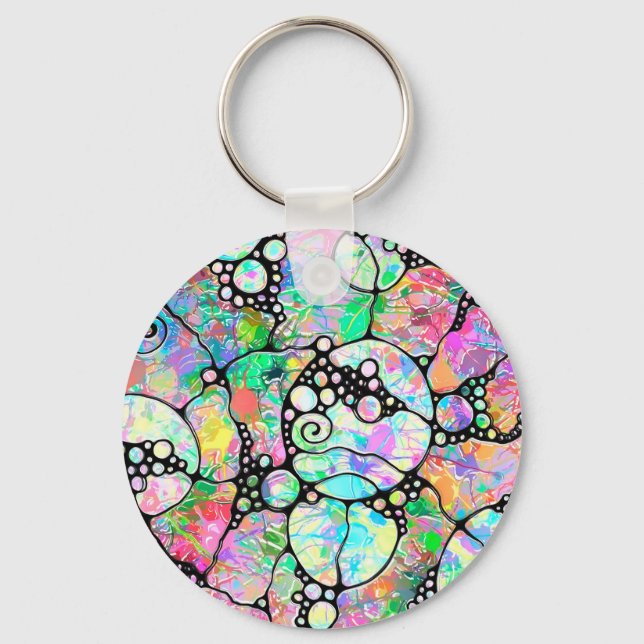 Hand And Digitally Painted Pattern Art 31 Key Ring (Front)