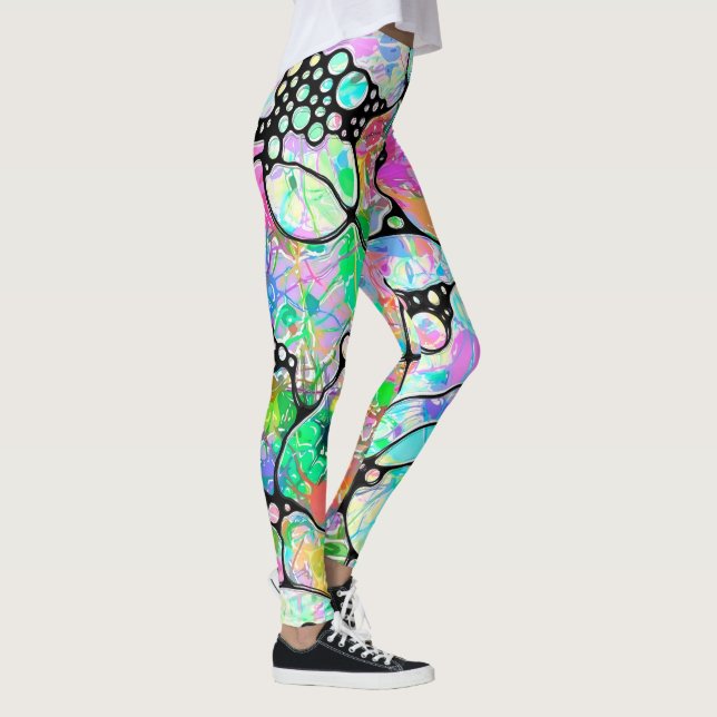 Hand And Digitally Painted Pattern Art 31 Leggings (Right)