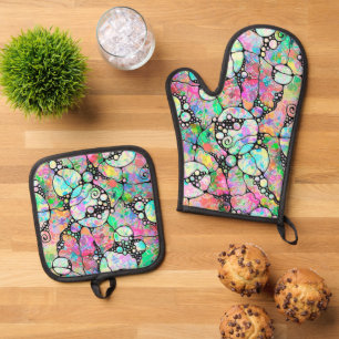 Hand And Digitally Painted Pattern Art 31 Oven Mitt & Pot Holder Set