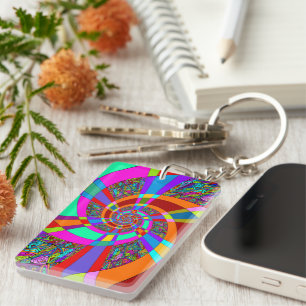Hand And Digitally Painted Pattern Art 3 Key Ring