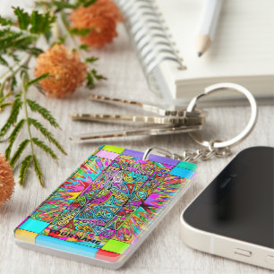 Hand And Digitally Painted Pattern Art 4 Key Ring