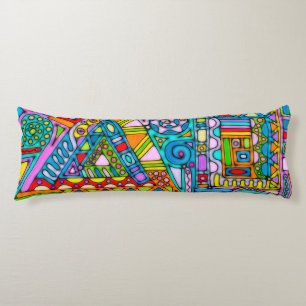 Hand And Digitally Painted Pattern Art 53 Body Cushion