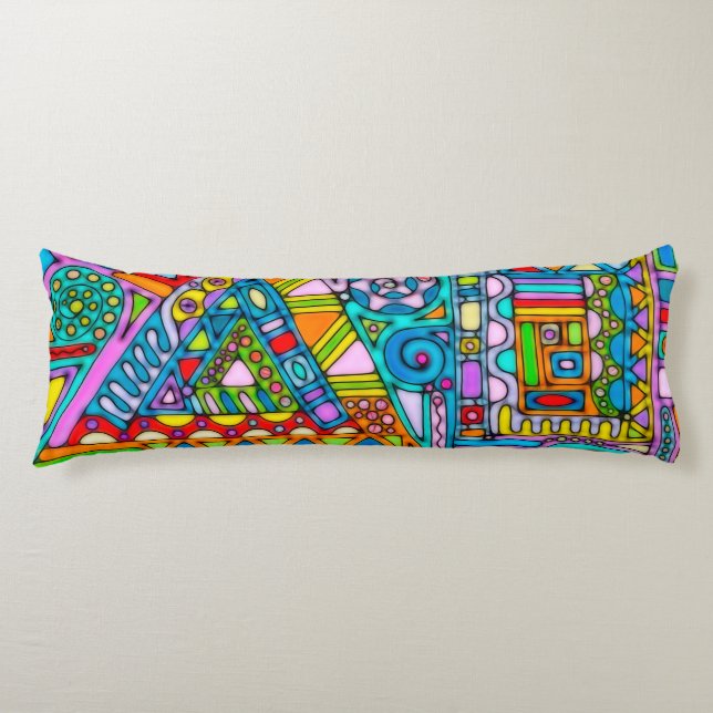 Hand And Digitally Painted Pattern Art 53 Body Cushion (Front)