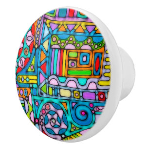 Hand And Digitally Painted Pattern Art 53 Ceramic Knob