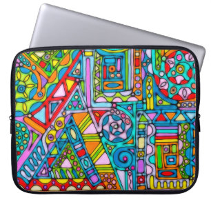 Hand And Digitally Painted Pattern Art 53 Laptop Sleeve