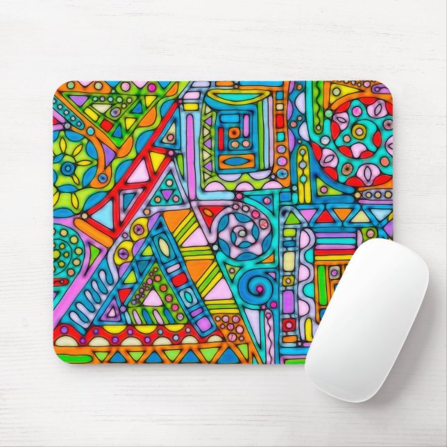 Hand And Digitally Painted Pattern Art 53 Mouse Pad (With Mouse)