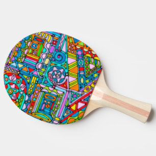Hand And Digitally Painted Pattern Art 53 Ping Pong Paddle