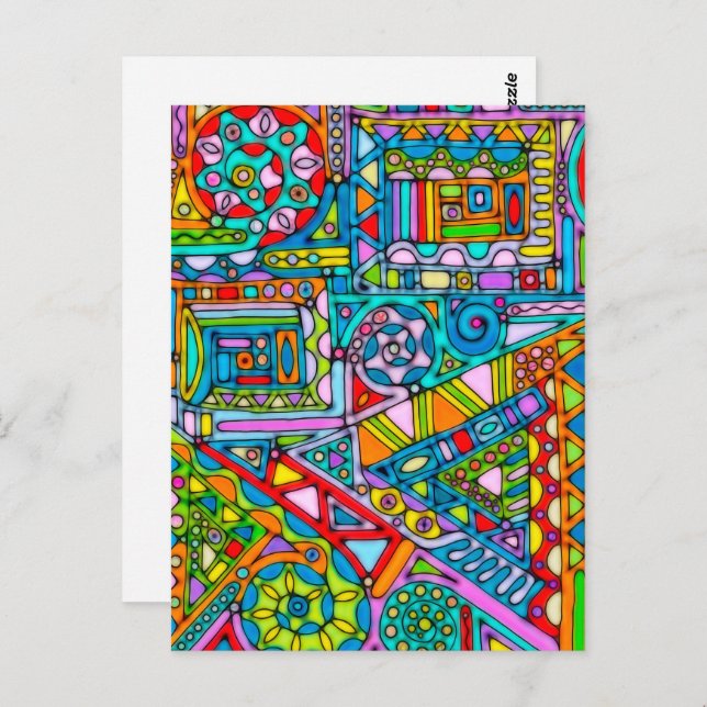 Hand And Digitally Painted Pattern Art 53 Postcard (Front/Back)