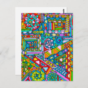 Hand And Digitally Painted Pattern Art 53 Postcard