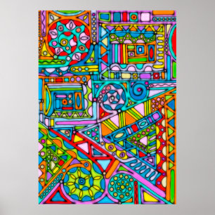 Hand And Digitally Painted Pattern Art 53 Poster