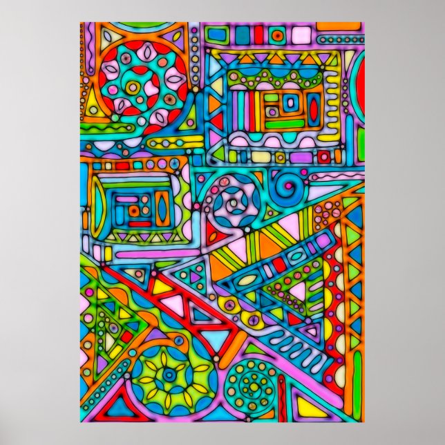 Hand And Digitally Painted Pattern Art 53 Poster (Front)