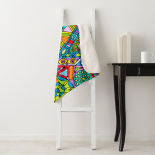 Hand And Digitally Painted Pattern Art 53 Sherpa Blanket
