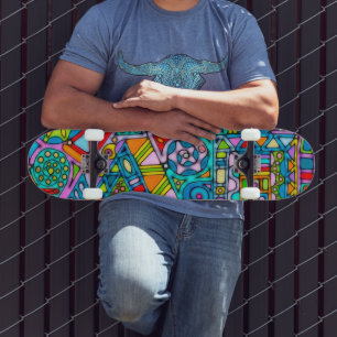 Hand And Digitally Painted Pattern Art 53 Skateboard