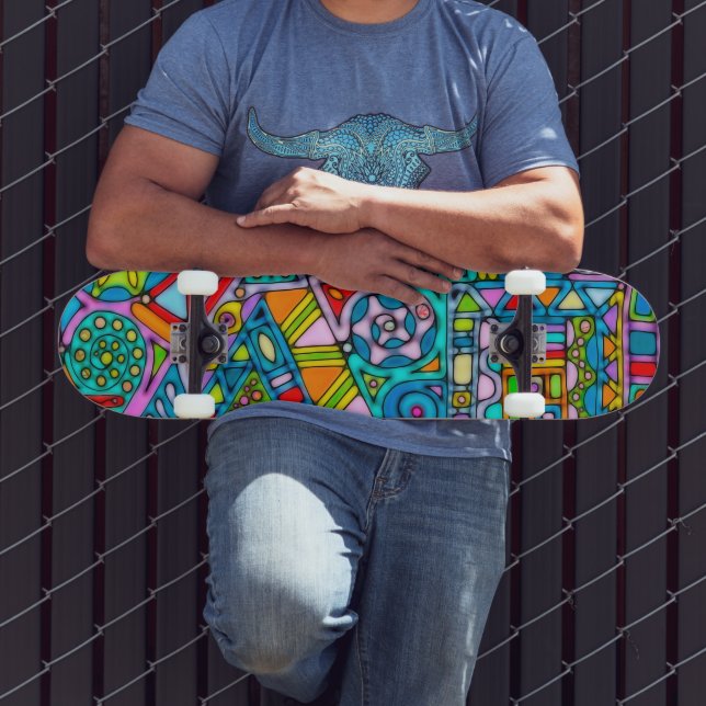 Hand And Digitally Painted Pattern Art 53 Skateboard (Outdoor 3)